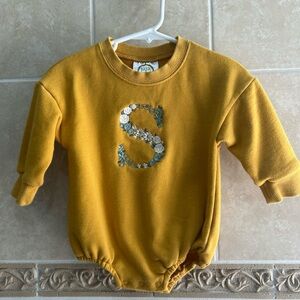 Blanks Boutique S Floral Monogrammed Sweater Bubble Golden Yellow